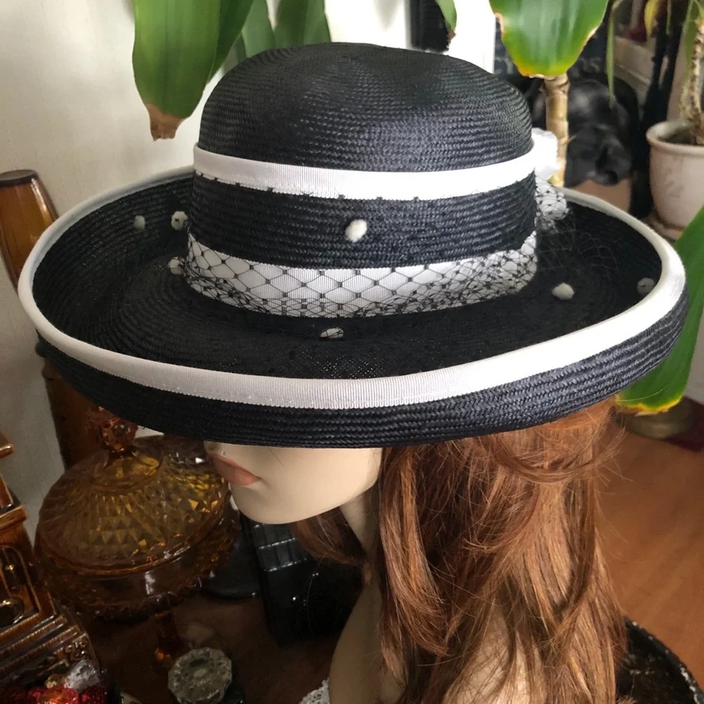 Vintage Black & White Derby Hat - Picture 5 of 12
